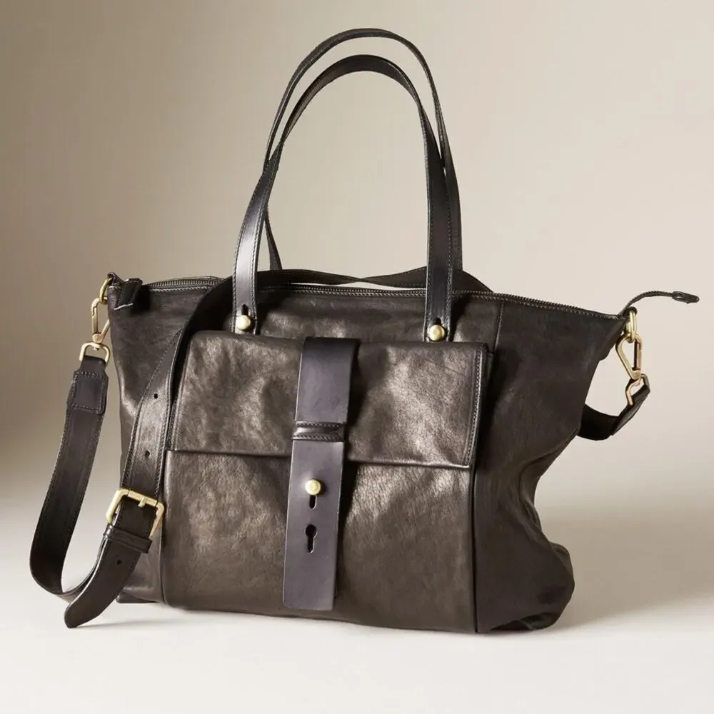 Sundance | Pandora Black Leather Bag Satchel Purse Handbag Made In Italy Tote